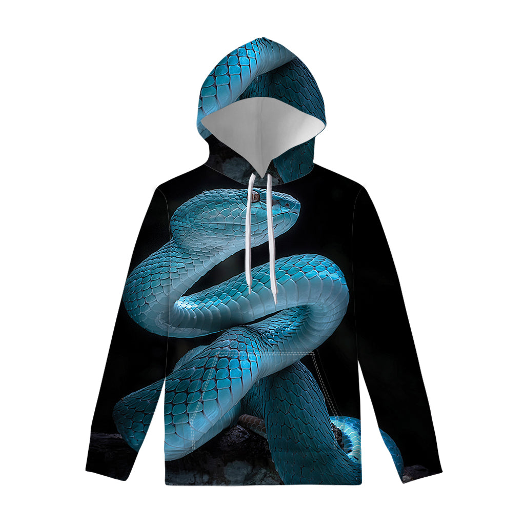 Turquoise Snake Print Pullover Hoodie