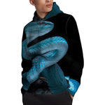 Turquoise Snake Print Pullover Hoodie