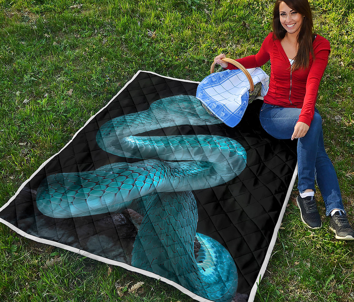 Turquoise Snake Print Quilt