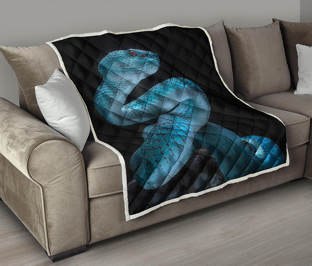 Turquoise Snake Print Quilt