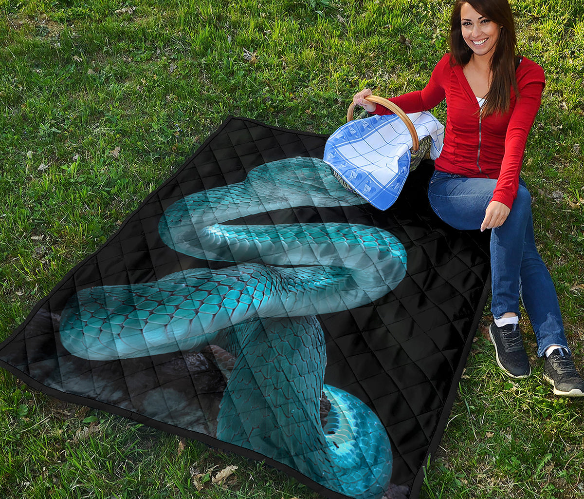 Turquoise Snake Print Quilt