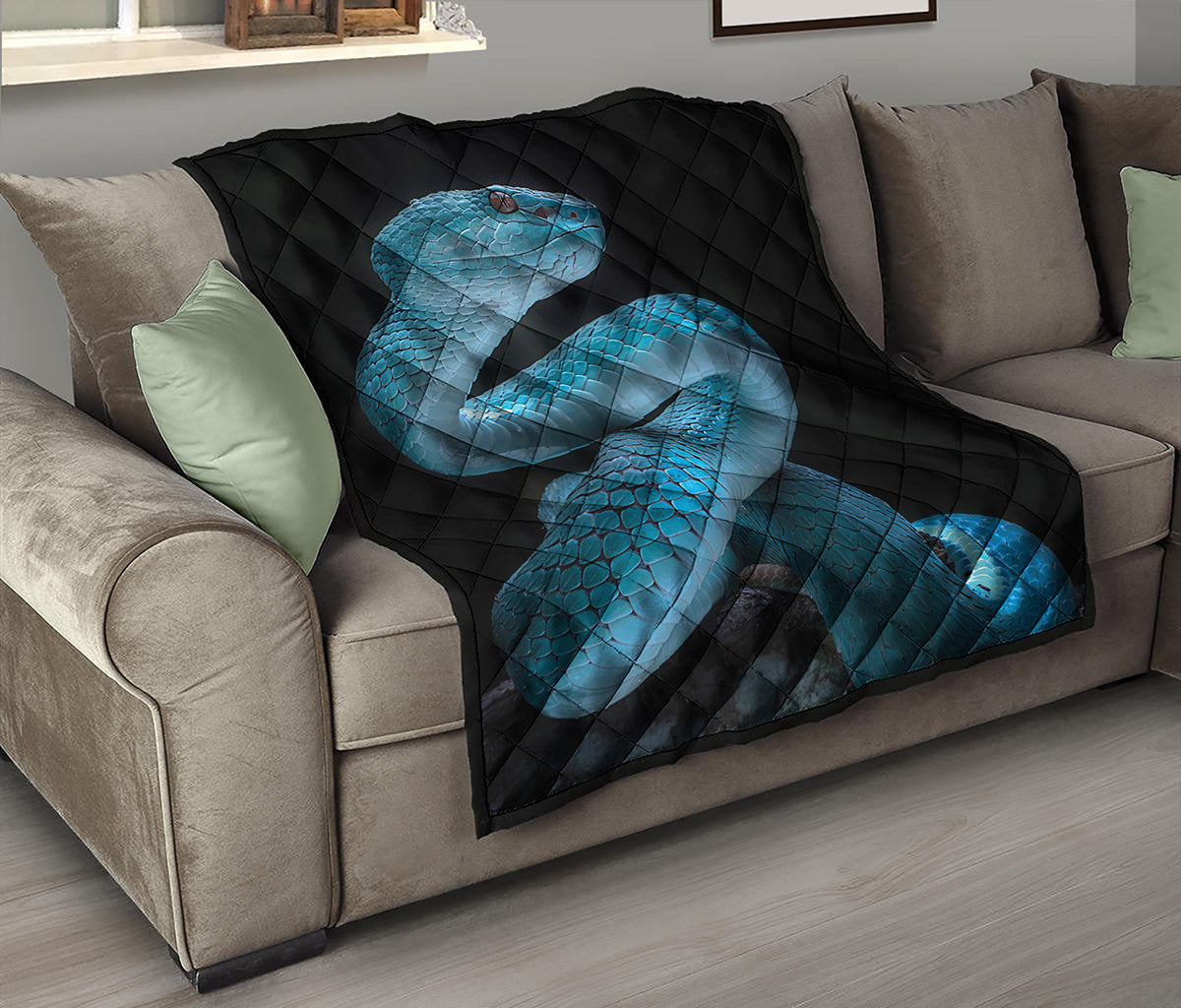 Turquoise Snake Print Quilt