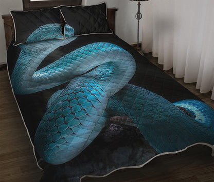 Turquoise Snake Print Quilt Bed Set