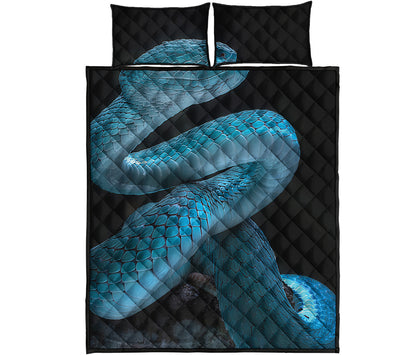 Turquoise Snake Print Quilt Bed Set