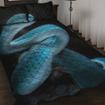 Turquoise Snake Print Quilt Bed Set