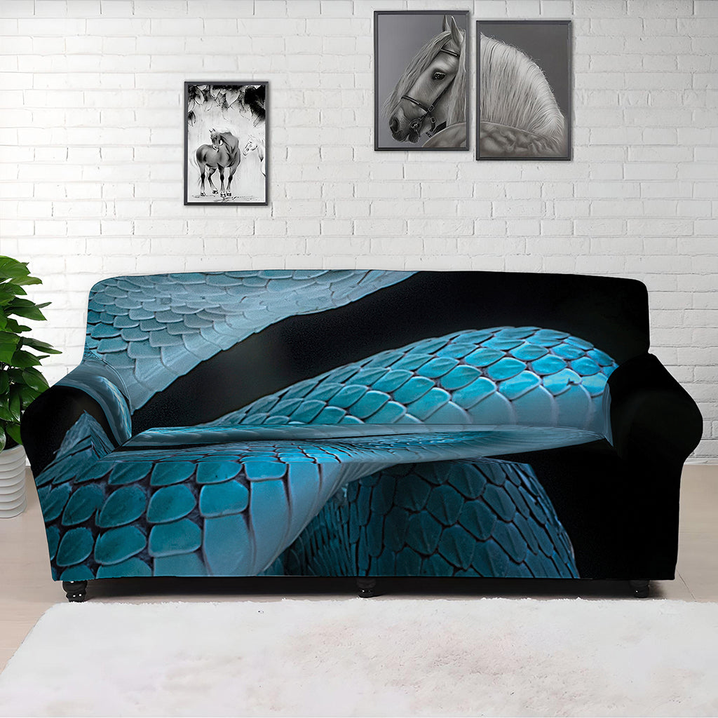 Turquoise Snake Print Sofa Cover