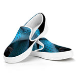 Turquoise Snake Print White Slip On Shoes