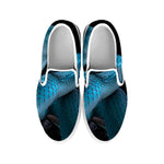 Turquoise Snake Print White Slip On Sneakers