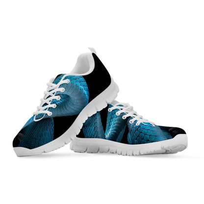 Turquoise Snake Print White Sneakers