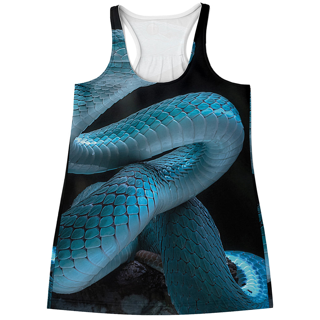 Turquoise Snake Print Women's Racerback Tank Top