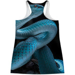Turquoise Snake Print Women's Racerback Tank Top