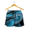 Turquoise Snake Print Women's Shorts