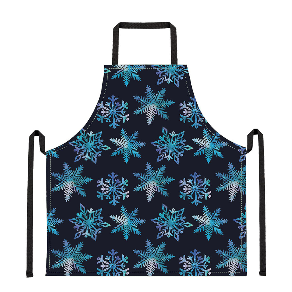 Turquoise Snowflake Pattern Print Apron