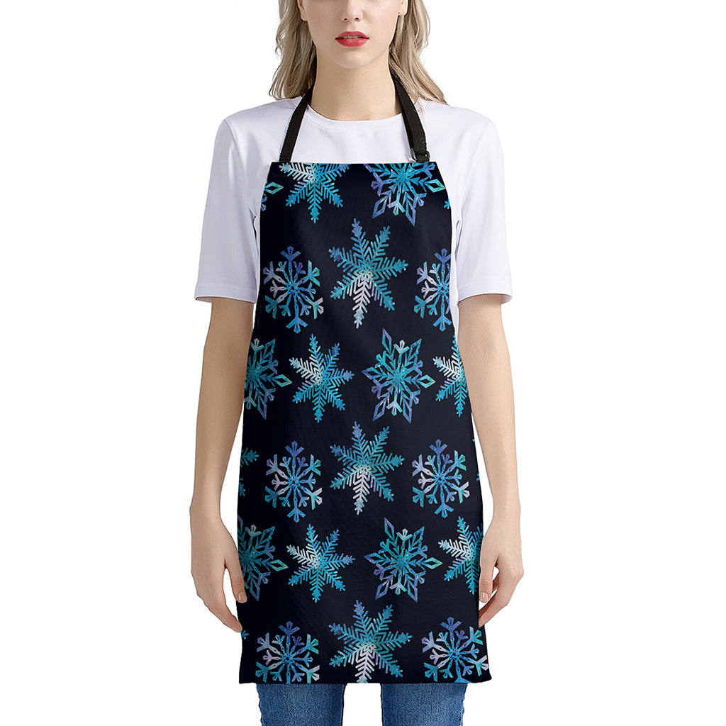 Turquoise Snowflake Pattern Print Apron