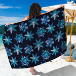 Turquoise Snowflake Pattern Print Beach Sarong Wrap