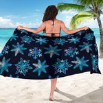 Turquoise Snowflake Pattern Print Beach Sarong Wrap