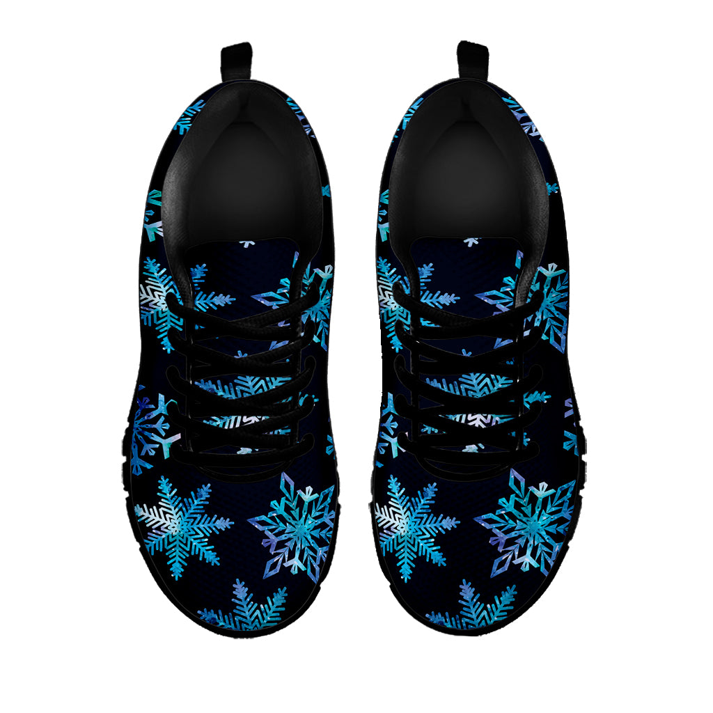 Turquoise Snowflake Pattern Print Black Sneakers