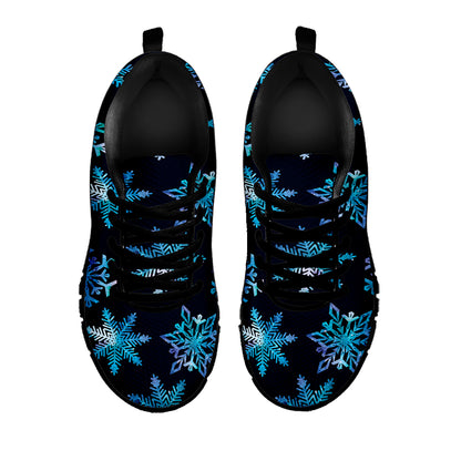 Turquoise Snowflake Pattern Print Black Sneakers