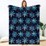 Turquoise Snowflake Pattern Print Blanket