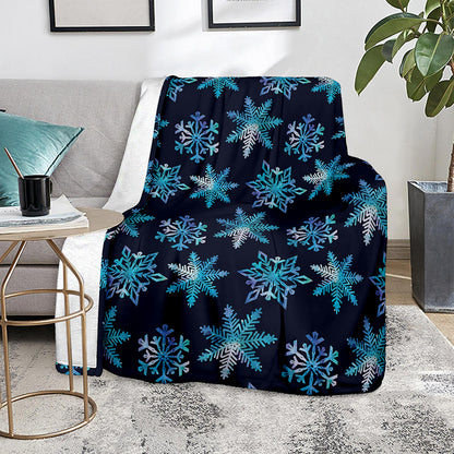 Turquoise Snowflake Pattern Print Blanket