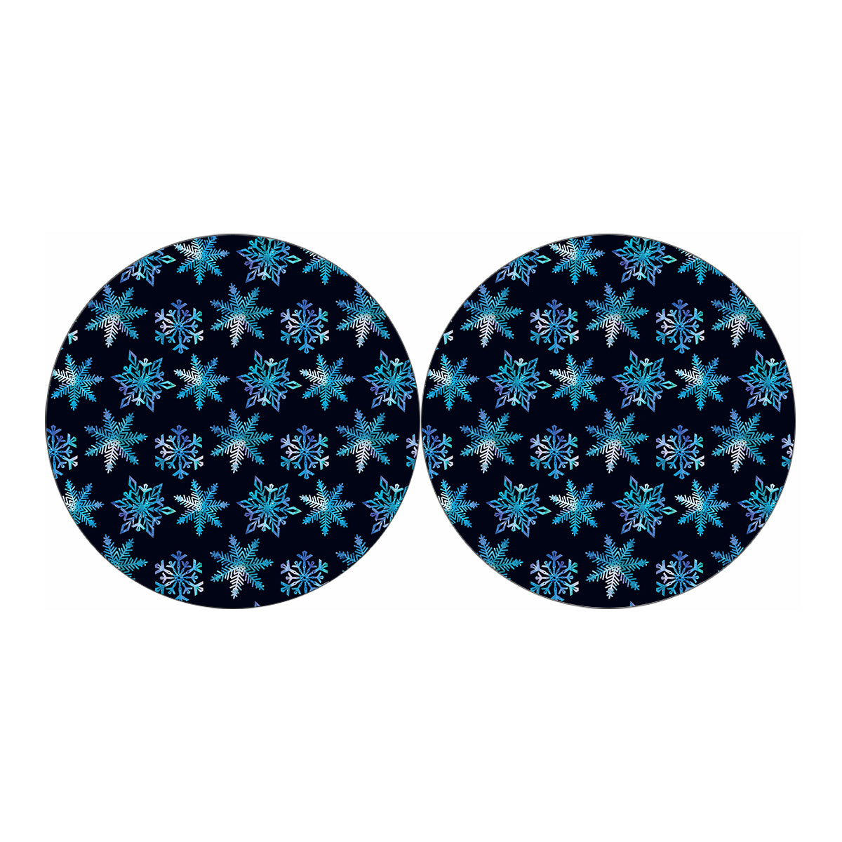 Turquoise Snowflake Pattern Print Car Coasters
