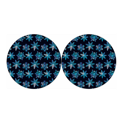 Turquoise Snowflake Pattern Print Car Coasters