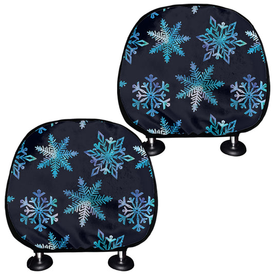 Turquoise Snowflake Pattern Print Car Headrest Covers