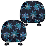 Turquoise Snowflake Pattern Print Car Headrest Covers