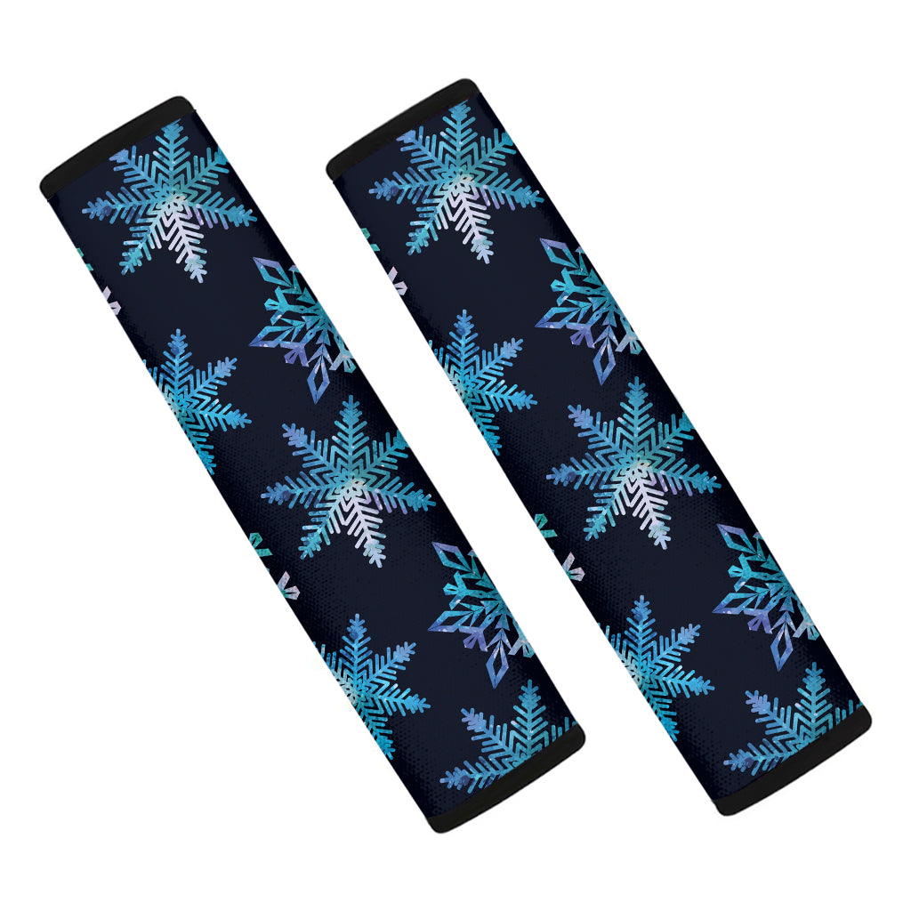 Turquoise Snowflake Pattern Print Car Seat Belt Covers
