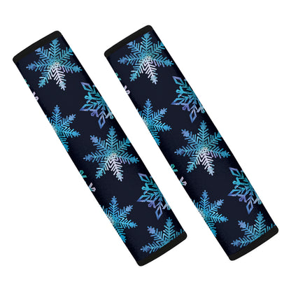 Turquoise Snowflake Pattern Print Car Seat Belt Covers