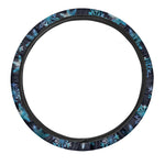 Turquoise Snowflake Pattern Print Car Steering Wheel Cover