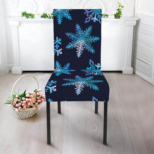 Turquoise Snowflake Pattern Print Dining Chair Slipcover
