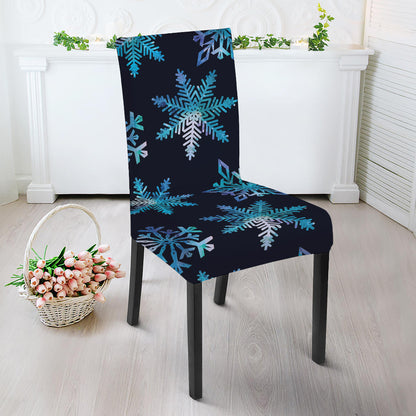 Turquoise Snowflake Pattern Print Dining Chair Slipcover