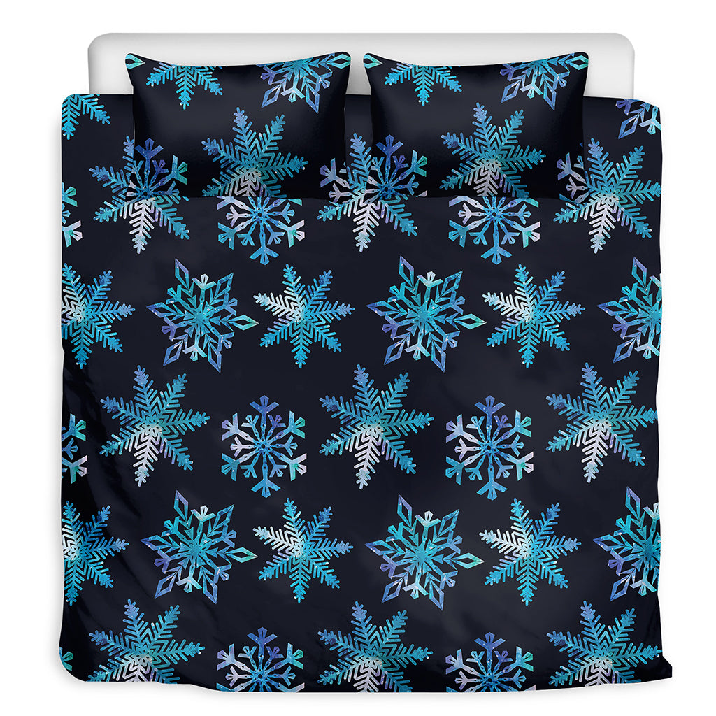 Turquoise Snowflake Pattern Print Duvet Cover Bedding Set