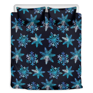 Turquoise Snowflake Pattern Print Duvet Cover Bedding Set