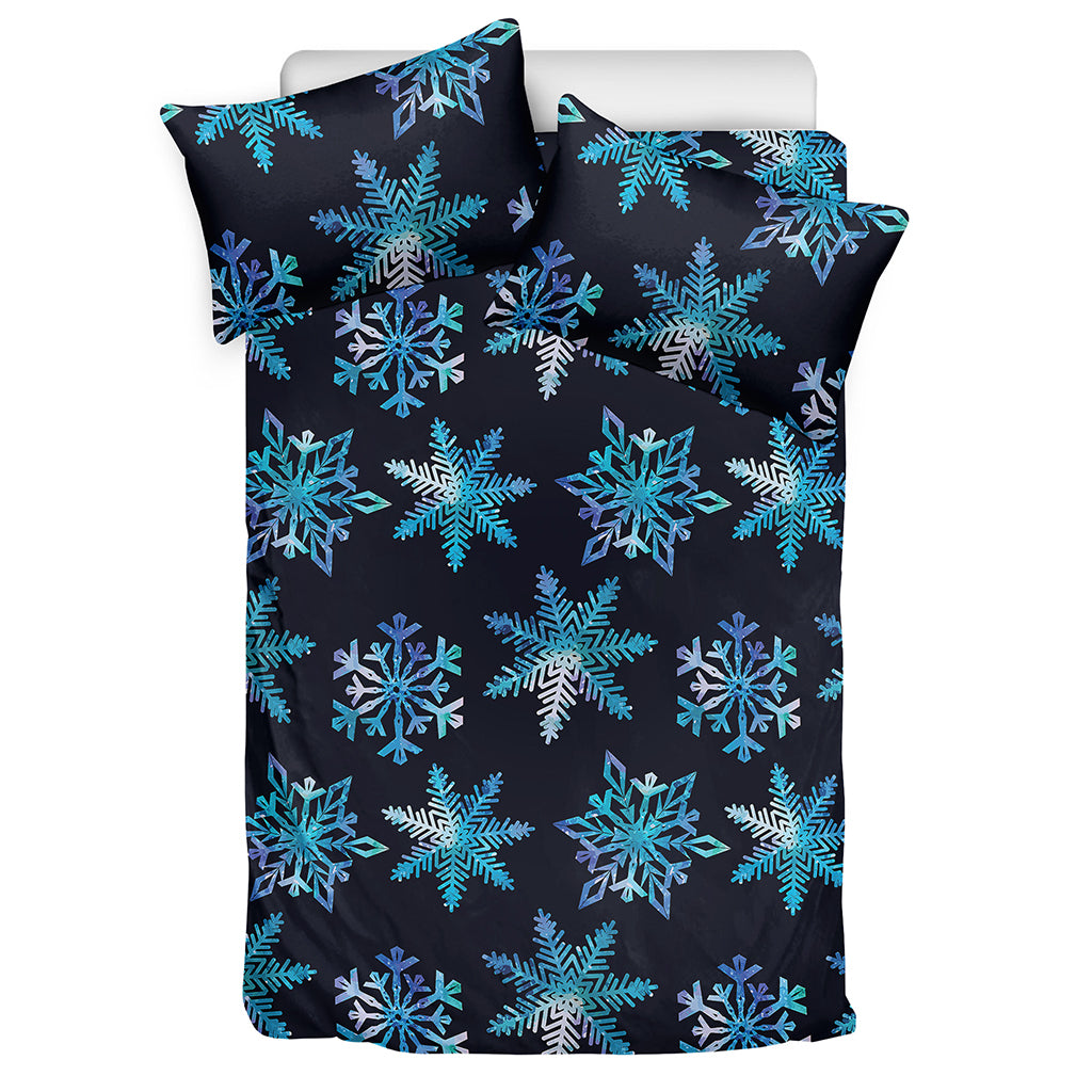 Turquoise Snowflake Pattern Print Duvet Cover Bedding Set