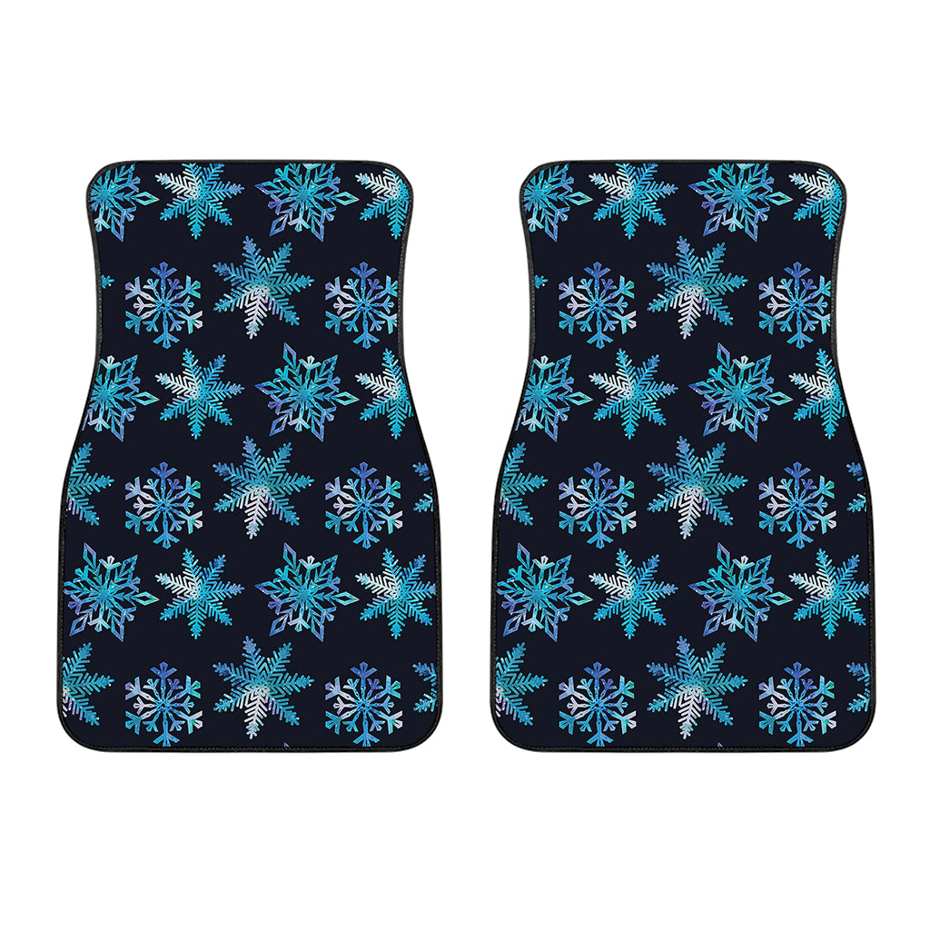 Turquoise Snowflake Pattern Print Front Car Floor Mats