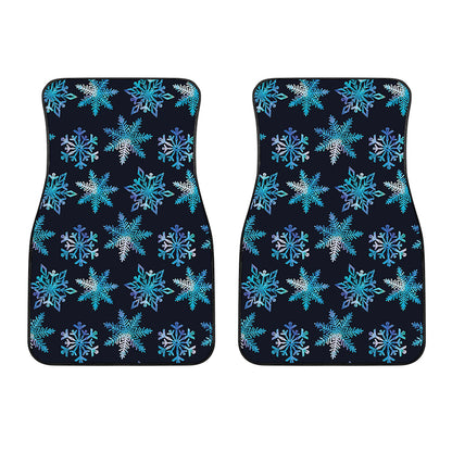 Turquoise Snowflake Pattern Print Front Car Floor Mats