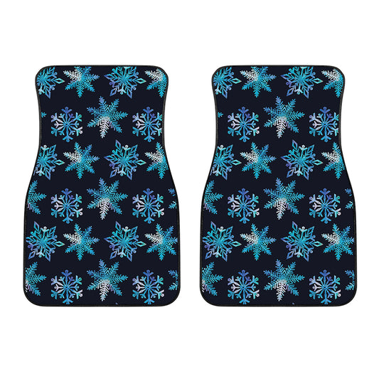 Turquoise Snowflake Pattern Print Front Car Floor Mats