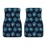 Turquoise Snowflake Pattern Print Front Car Floor Mats