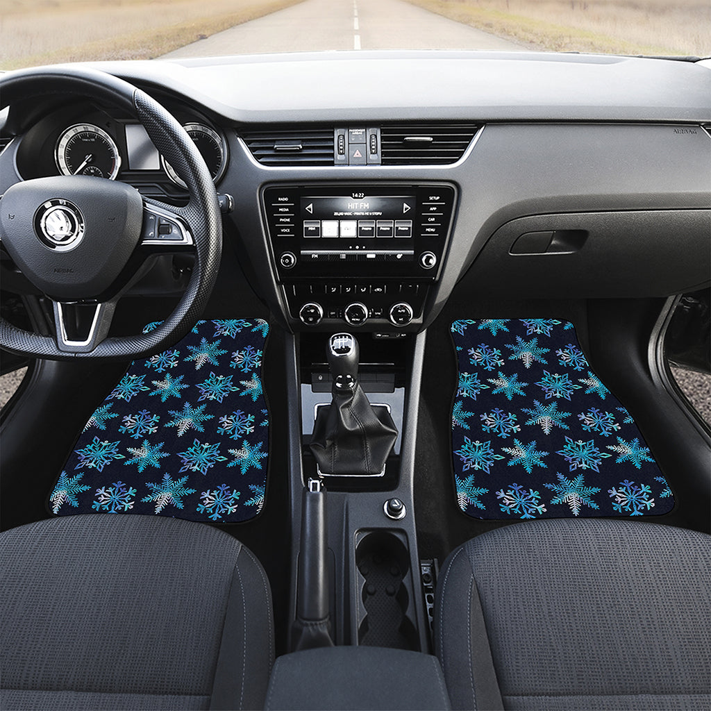 Turquoise Snowflake Pattern Print Front Car Floor Mats