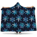 Turquoise Snowflake Pattern Print Hooded Blanket