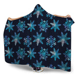 Turquoise Snowflake Pattern Print Hooded Blanket