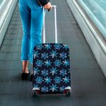 Turquoise Snowflake Pattern Print Luggage Cover