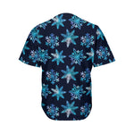Turquoise Snowflake Pattern Print Men's Baseball Jersey