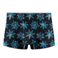 Turquoise Snowflake Pattern Print Men's Boxer Briefs
