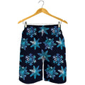 Turquoise Snowflake Pattern Print Men's Shorts