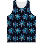 Turquoise Snowflake Pattern Print Men's Tank Top