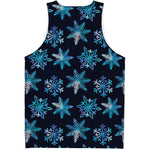 Turquoise Snowflake Pattern Print Men's Tank Top