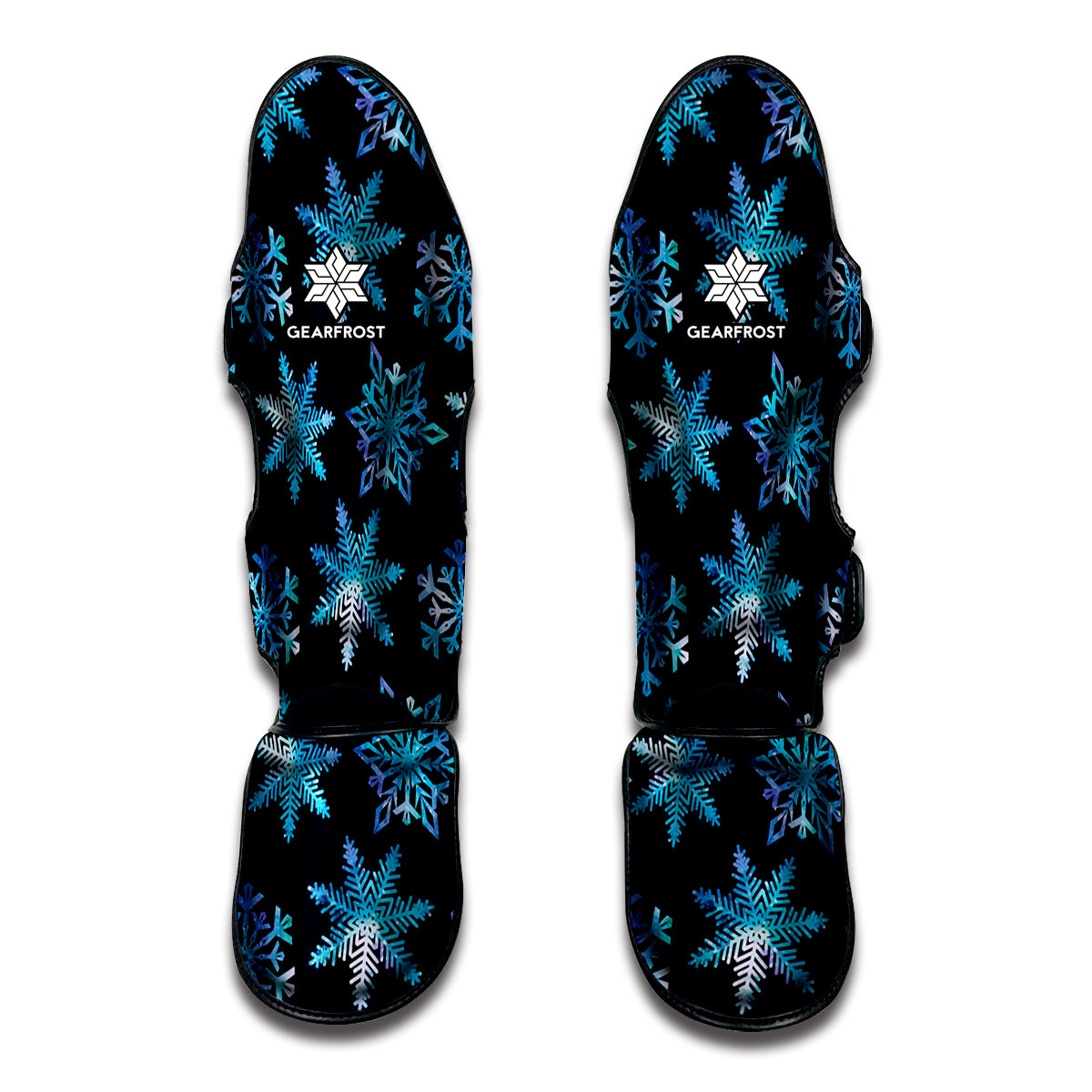 Turquoise Snowflake Pattern Print Muay Thai Shin Guard